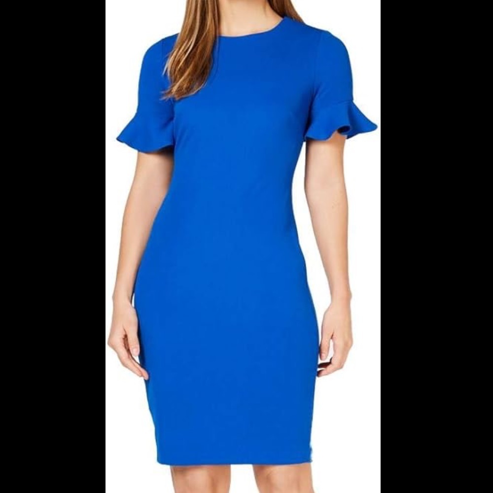 Calvin Klein Women's Short Flutter Sleeved Sheath Dress